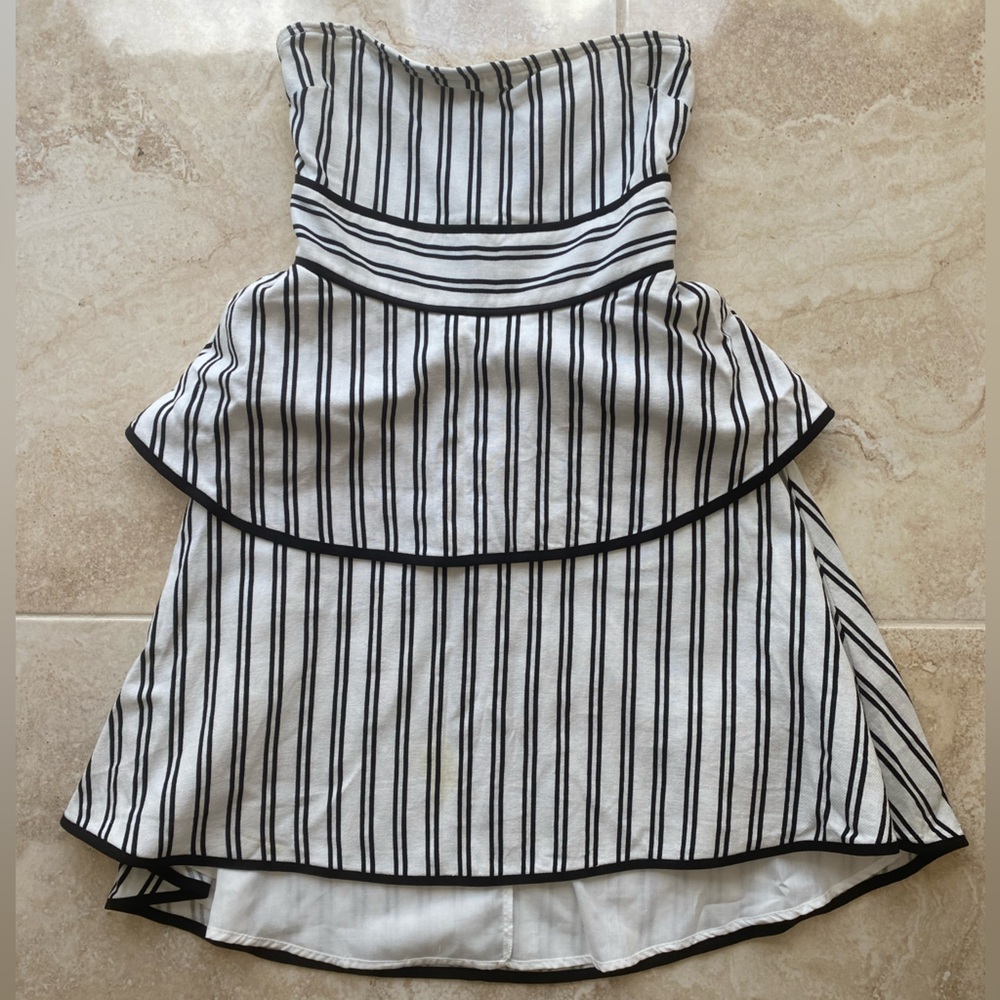 Endless Rose Striped Strapless High Low Dress
